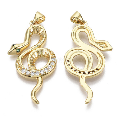 Real 16K Gold Plated Clear Snake Brass+Cubic Zirconia Pendants