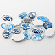 Blue and White Floral Theme Ornaments Glass Oval Flatback Cabochons(GGLA-A003-18x25-YY)-2