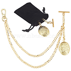 Aluminium Curb Chains Pendant Decorations, with Brass Locket Oval Pendants and Velvet Cloth Drawstring Bags and Silver Polishing Cloth, Golden, 275mm(HJEW-SC00216-02)