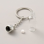Acrylic & Iron Keychains, with Split Key Ring & Glass Bottle, Platinum, 35x11mm(AJEW-WH0609-836P-03)