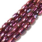 Electroplate Glass Beads Strands, Full Plated, Faceted, Oval, Fuchsia, 7x4.5x3mm, Hole: 0.9mm, about 77~81pcs/strand, 54cm(EGLA-F150-FP01)