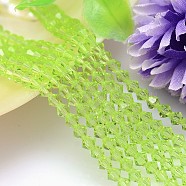 Faceted Imitation Austrian Crystal Bead Strands, Grade AAA, Bicone, Green Yellow, 10x10mm, Hole: 0.9~1mm, about 40pcs/strand, 15.7 inch(G-M180-10mm-17A)