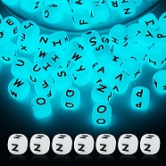 20Pcs Luminous Cube Letter Silicone Beads 12x12x12mm Square Dice Alphabet Beads with 2mm Hole Spacer Loose Letter Beads for Bracelet Necklace Jewelry Making, Letter.Z, 12mm, Hole: 2mm(JX437Z)