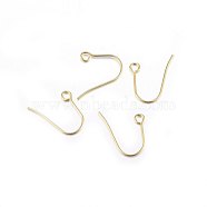 304 Stainless Steel Earring Hooks, Ear Wire, with Horizontal Loop, Golden, 15x19x0.7mm, Hole: 2mm, 21 Gauge, Pin: 0.7mm(STAS-P210-21G)