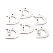 304 Stainless Steel Pendant Rhinestone Settings, Letter, Stainless Steel Color, Letter.D, D: 15x15.5x1.5mm, Hole: 1.2mm, Fit for 1.6mm Rhinestone(STAS-F267-09D-P)