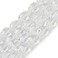 Transparent Glass Beads Strands, Faceted, Teardrop, Clear, 11.5x8mm, Hole: 1.2mm, about 55~57pcs/strand, 25.59 inch(65cm)(EGLA-N013-T8mm-D01)