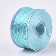 Special Coated Nylon Beading Threads for Seed Beads, Cyan, 0.1mm, about 50yards/roll(OCOR-R038-20)