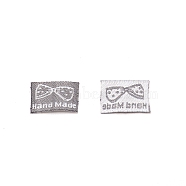 Polyester Sewing Labels, Cloth Labels, for Sewing, Knitting, Crafts, Bowknot Pattern, 11~12x17x0.4mm(FIND-TAC0008-19G)