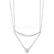 SHEGRACE Rhodium Plated 925 Sterling Silver Tiered Necklaces, with Micro Pave AAA Cubic Zircon Pendant, Platinum, 13.3 inch(34cm)(JN656A)