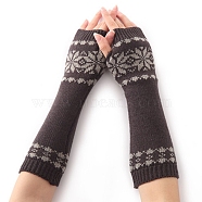 Polyacrylonitrile Fiber Yarn Knitting Long Fingerless Gloves, Arm Warmer, Winter Warm Gloves with Thumb Hole, Flower Pattern, Gray, 320x80mm(COHT-PW0001-17E)