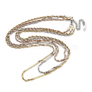 304 Stainless Steel Multi Layered Singapore Chain Necklaces, Mixed Color, 17.72 inch(45cm)(NJEW-H043-10MC)