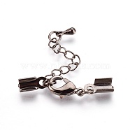 Brass Chain Extender, with Alloy Teardrop Charms, Gunmetal, 32mm(PALLOY-N0064-B)