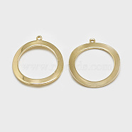Brass Open Back Bezel Pendants, For DIY UV Resin, Epoxy Resin, Pressed Flower Jewelry, Ring, Real 18K Gold Plated, 24x21.5x1.5mm, Hole: 1mm(KK-N200-012)