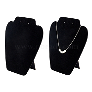 Flocked Cloth with Paperboard Jewelry Display Stands, for Necklace Bust Display Stand, Black, 6x19x21.1cm(NDIS-FG0001-02)