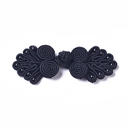 Handmade Chinese Frogs Knots Buttons Sets, Polyester Button, Black, 19~23x65~70x5mm(BUTT-WH0014-29E)