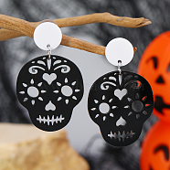 Gothic Skull Acrylic Stud Earrings for Halloween, Black(MR5518-5)