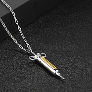 Stylish Stainless Steel Syringe Shaped Pendant Necklaces for Women's Daily Wear, Stainless Steel Color(PP8422)