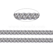 Brass Twisted Chains, Curb Chains, Unwelded, with Spool, Oval, Lead Free & Nickel Free & Cadmium Free, Platinum, 1.8x1x0.36mm, about 301.83 Feet(92m)/roll(CHC-S100-P-NF)