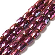 Electroplate Glass Beads Strands, Full Plated, Faceted, Oval, Fuchsia, 7x4.5x3mm, Hole: 0.9mm, about 78~81pcs/strand, 22.83 inch(58cm)(EGLA-F150-FP01)