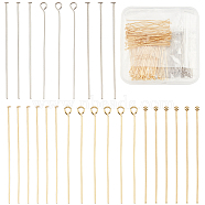 Elite 300Pcs 6 Styles 304 Stainless Steel Eye Pins & Head Pins Sets, Mixed Color, 40mm, Pin: 0.5~0.7mm, 50pcs/style(STAS-PH0004-87)