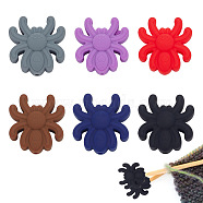 24Pcs 6 Colors Spider Food Grade Eco-Friendly Silicone Focal Beads, Chewing Beads For Teethers, DIY Nursing Necklaces Making, Mixed Color, 27x25x9mm, Hole: 2mm, 4pcs/color(SIL-AR0001-12)