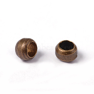 Brass Crimp End Beads, Rondelle, for Jewelry Findings, Cadmium Free & Nickel Free & Lead Free, Antique Bronze Color, about 2mm diameter, Hole: 1.2mm(X-E002-NFAB)