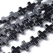 Non-Magnetic Synthetic Hematite Beads Strands, Faceted, Cross, Black, 10x10x4mm, Hole: 1mm(G-G096-10x10x4mm)