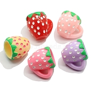 10Pcs Resin Strawberry Water Cup Miniature Ornaments, Micro Landscape Home Dollhouse Accessories, Pretending Prop Decorations, Mixed Color, 19x24mm(PW-WG36B42-06)