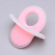 Food Grade Eco-Friendly Silicone Big Pendants, Chewing Pendants For Teethers, DIY Nursing Necklaces Making, Dummy Pacifier, Pink, 78~79x74.5x42~43mm, Inner Diameter: 24.5mm(SIL-Q011-04A)
