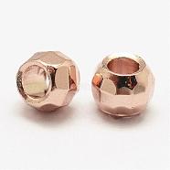Brass Spacer Beads, Rondelle, Lead Free & Nickel Free & Cadmium Free, Rose Gold, 3x2mm, Hole: 1.5mm(KK-P056-10RG-NR)