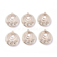 Rack Plating Light Gold Iron Pendants, with Glass Rhinestone, Triple Cicle Charm, Crystal, 32x27.5x6mm, Hole: 2mm(IFIN-L039-08KCG)
