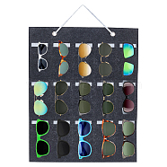 15-Slot Polyester Felt Sunglasses Organizer Storage Holder Stands, Wall Mounted Eyeglasses Hanging Bag, Eyewear Display, Rectangle, Black, 56.1cm, Bag: 50x40x0.3cm(AJEW-WH0413-41A)