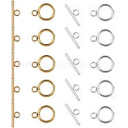 10 Set 2 Colors 304 Stainless Steel Toggle Clasps Set, with 20pcs Iron Open Jump Rings, Golden & Silver, 6x0.7mm, 5 set/color(STAS-SZ0001-95)