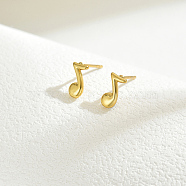 Real 18K Gold Plated Elegant Vintage Casual Fashion Stainless Steel Musical Note Stud Earrings for Women(ZR3669-8)