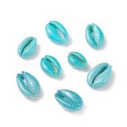 Cowrie Shell Beads, Spray Painted, Dark Turquoise, 14~20x9.5~13x5.5~6mm(SHEL-XCP0001-04)