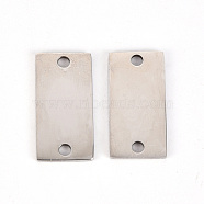 201 Stainless Steel Links Connectors, Laser Cut, Rectangle, Stainless Steel Color, 10x20x1mm, Hole: 2mm(STAS-Q238-023)