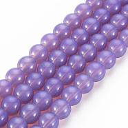 Baking Painted Glass Beads Strands, Imitation Opalite, Round, Medium Turquoise, 8x7.5mm, Hole: 1.3~1.6mm, about 100~105pcs/strand, 31.50 inch(80cm)(DGLA-TD001-DB44)
