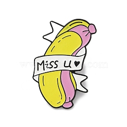 Funny Sausage with Word Miss U Enamel Pins, Alloy Lapel Pin Backs for Backpack Clothes, Mixed Color, 29x18.5mm(JEWB-E042-06EB-01)