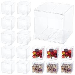 Transparent Plastic PVC Box Gift Packaging, Waterproof Folding Box, Square, Clear, 21.1x14cm, Square: 7x7x7cm, 30pcs/set(CON-BC0004-45)