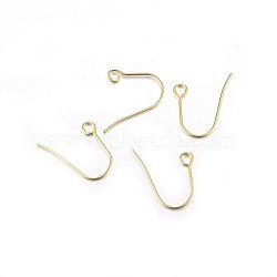 304 Stainless Steel Earring Hooks, Ear Wire, with Horizontal Loop, Real 18K Gold Plated, 15x19x0.7mm, Hole: 2mm, 21 Gauge, Pin: 0.7mm(STAS-P210-21G)