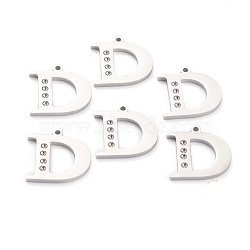 304 Stainless Steel Pendant Rhinestone Settings, Letter, Stainless Steel Color, Letter.D, D: 15x15.5x1.5mm, Hole: 1.2mm, Fit for 1.6mm Rhinestone(STAS-F267-09D-P)