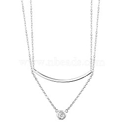 SHEGRACE Rhodium Plated 925 Sterling Silver Tiered Necklaces, with Micro Pave AAA Cubic Zircon Pendant, Platinum, 13.3 inch(34cm)(JN656A)