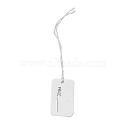 Paper Price Tags, with Elastic Cord, Rectangle with Word, WhiteSmoke, 7.5~8cm, Rectangle: 25x15x0.3mm(CDIS-G008-12)
