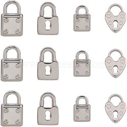 20Pcs 4Styles 304 Stainless Steel Pendants, Padlock, Stainless Steel Color, 12x7.5x3mm, Hole: 3mm(STAS-UN0024-10)