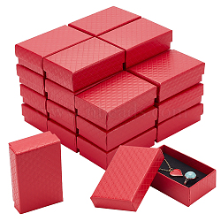 Rectangle Cardboard Gift Box, with Sponge Inside, Rhombus Textured Gift Case, Red, 8.4x5.35x2.9cm, Inner Diameter: 7.75x4.8cm(CON-WH0087-97B)