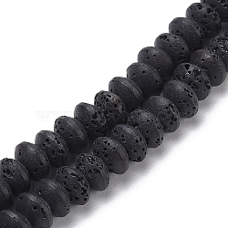 Synthetic Lava Rock Beads Strands, Dyed, Rondelle, Saucer Beads, Black, 8x5mm, Hole: 1.8mm, about 73pcs/strand, 14.57''(37cm)(G-B087-02A-10)