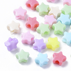 Opaque Polystyrene(PS) Plastic Beads, Star, Mixed Color, 10x10.5x5mm, Hole: 3.5mm, about 3000pcs/500g(KY-I004-11A)