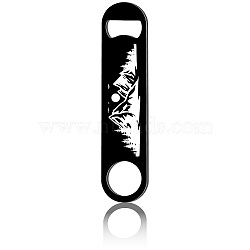 430 Stainless Steel Bottle Openers, Laser Cut, Rectangle, Mountain, 178x40x2mm(AJEW-WH0259-048)