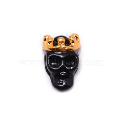 Alloy Skull with Crown Cabochons, Nail Art Decoration Accessories, Black, 10.5x6.7x4mm(MRMJ-WH0078-05B)