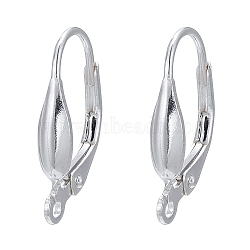 925 Sterling Silver Leverback Hoop Earrings Findings, Silver, 17x10x3.5mm, Hole: 1mm, Pin: 1.5mm(STER-A002-236)